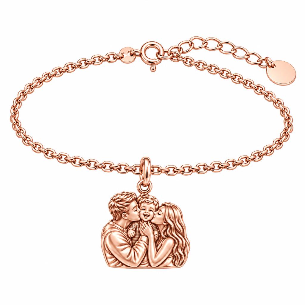 Infinite Love Family Charm Bracelet Set – rose gold, front view