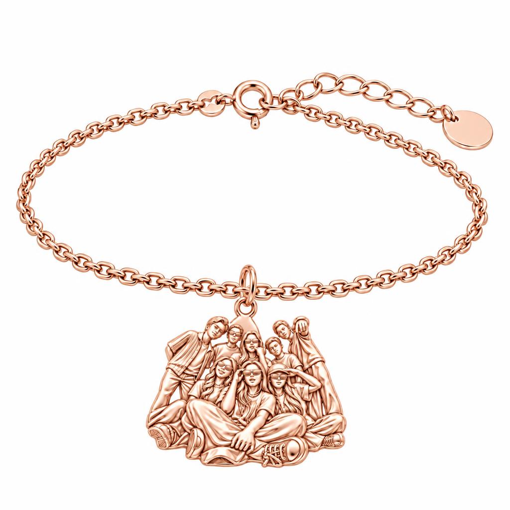 Inner Circle Portrait Charm Bracelet Set – rose gold, front view
