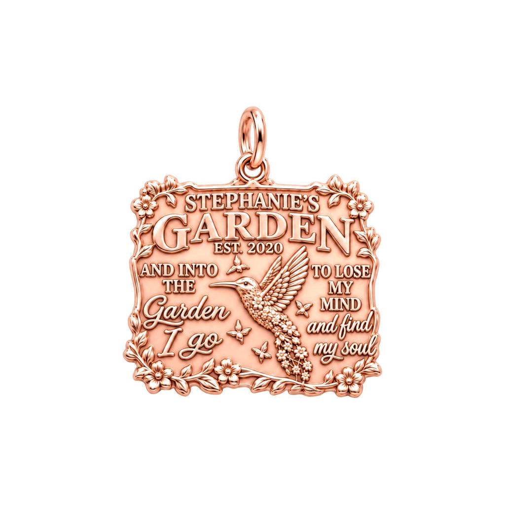 Into the Garden Charm Bracelet – Personalized Mom Gift – rose gold 2 cm charm, front view
