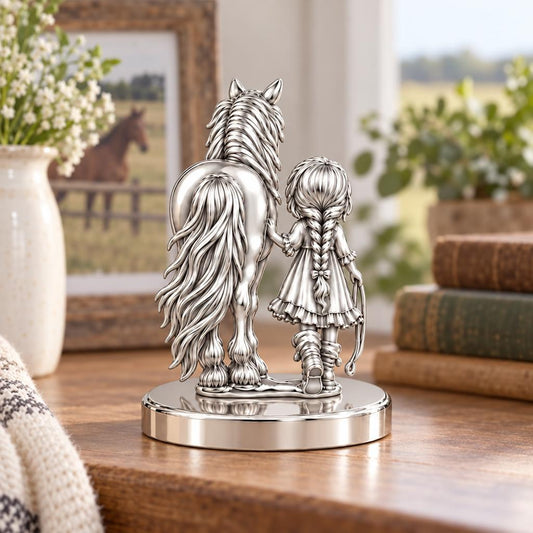 Kindred Spirits Horse and Girl Keepsake Plaque – worn / in use