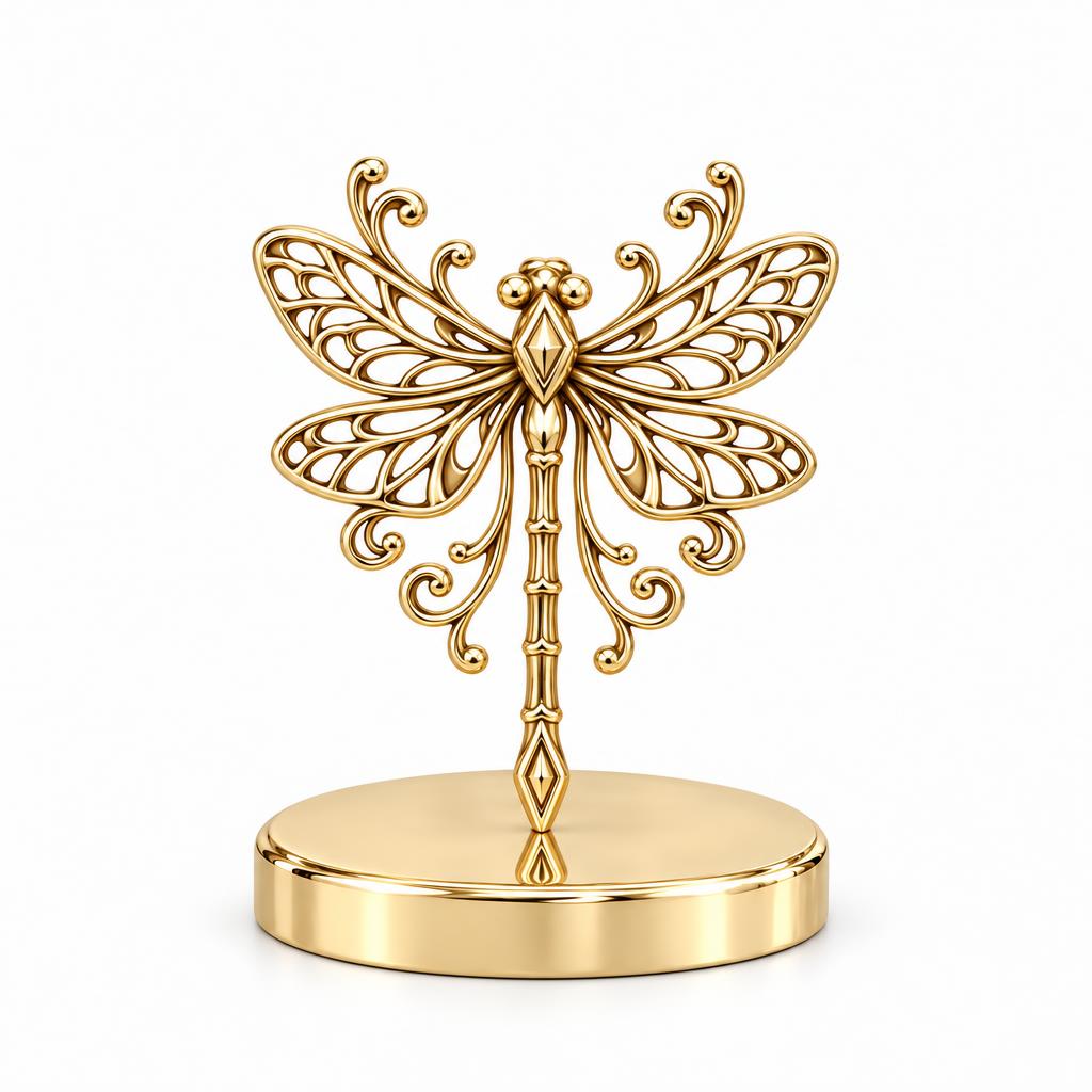 Lacy Wings Dragonfly Keepsake Plaque – 18K gold, front view