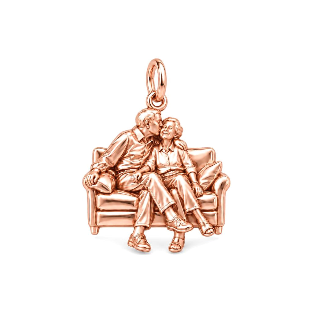 Lifetime of Love Sofa Charm Bracelet – Personalized Couple Gift – rose gold charm, front view