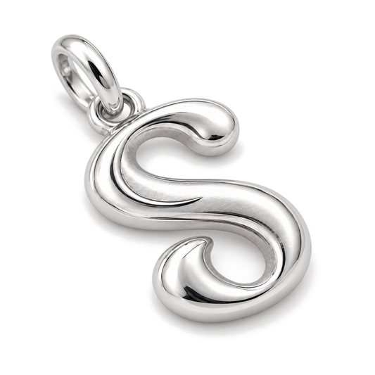 Liquid Script Letter S Charm — Silver Super Macro | charm-topics-remaining-444-2026-09-14 | topic-334