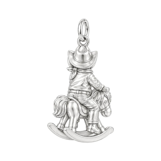 Little Cowboy Rocking Horse Charm Bracelet – Personalized Mom Gift – back of the charm, engraving area