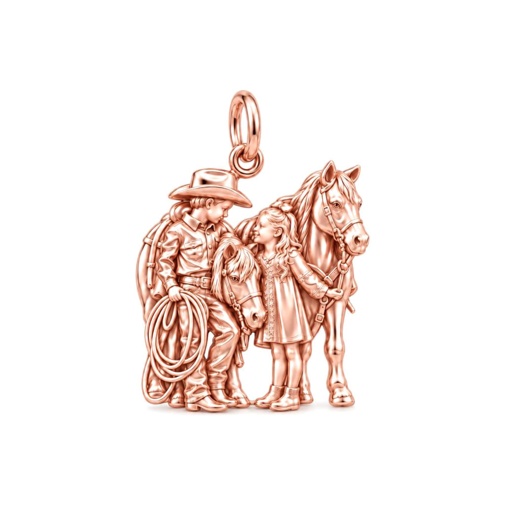 Little Cowpokes and Pony Charm Bracelet – My Horse, My Heart – rose gold charm, front view
