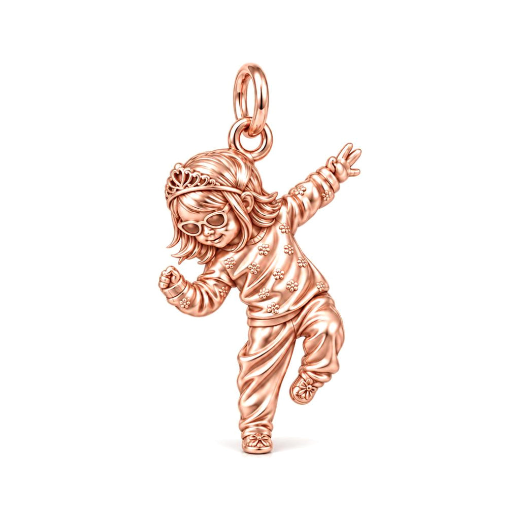 Little Dancing Queen Charm Bracelet – Personalized Mom Gift – rose gold charm, front view