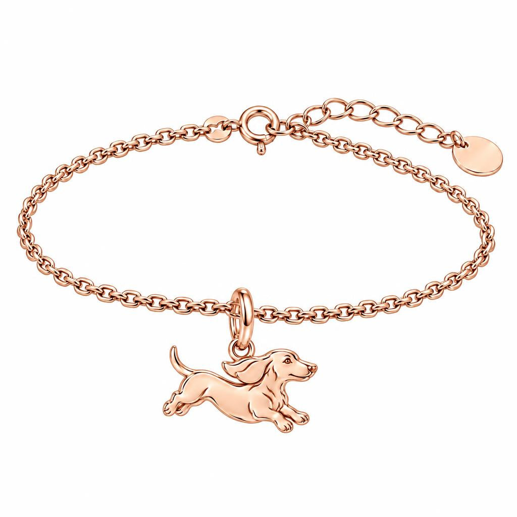 Little Joy Dachshund Charm Bracelet Set – rose gold, front view