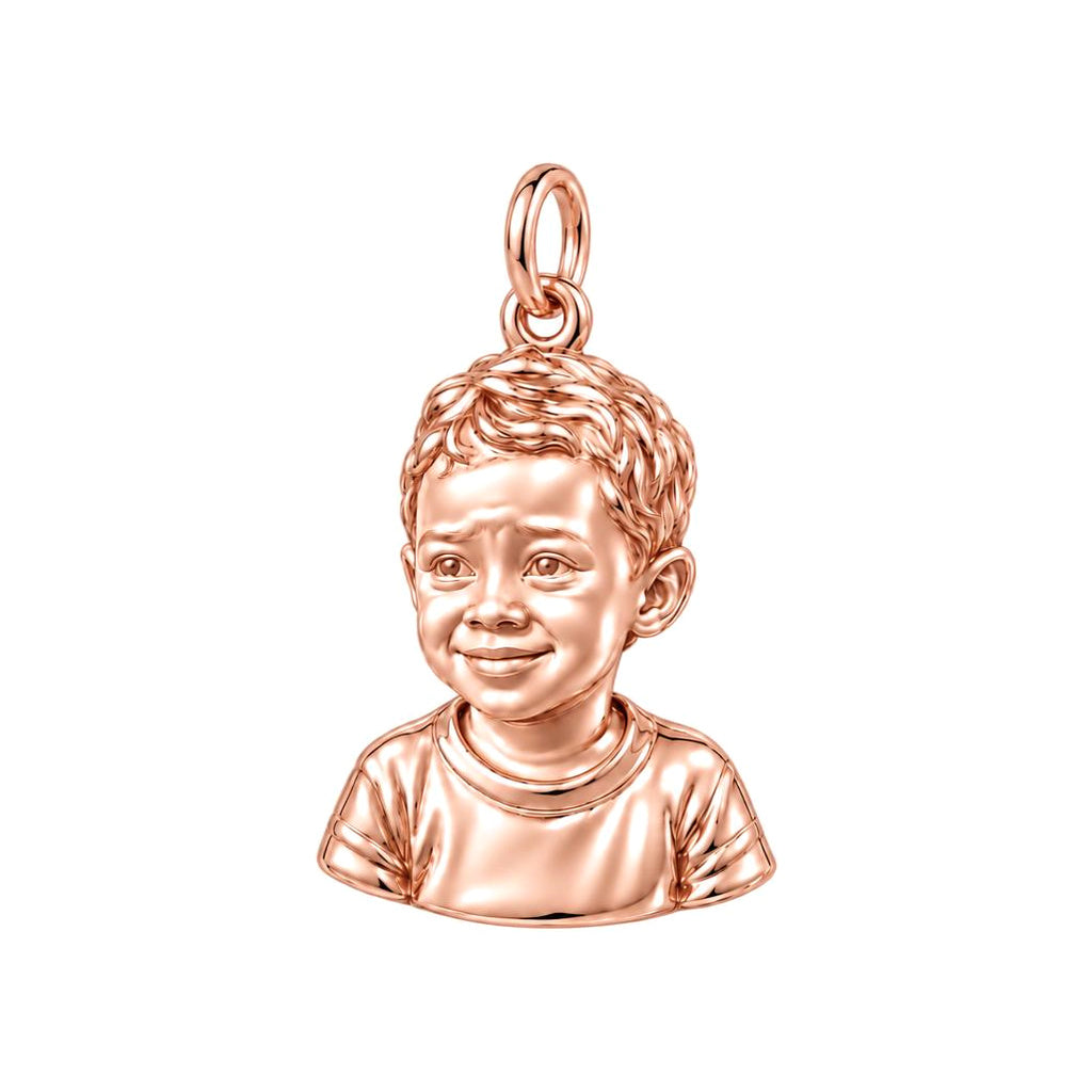 Little One Sculpted Portrait Charm Bracelet – Personalized Mom Gift – rose gold charm, front view