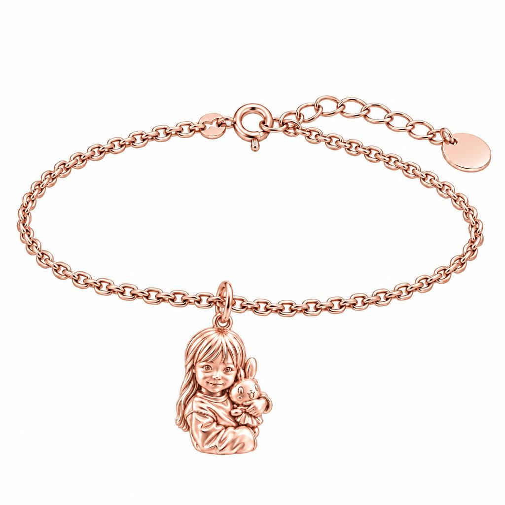 Little One with Bunny Charm Bracelet Set – rose gold, front view