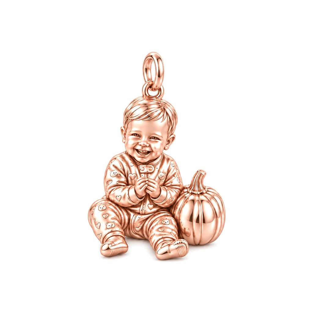 Little Pumpkin Charm Bracelet – Personalized Mom Gift – rose gold charm, front view