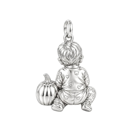 Little Pumpkin Charm Bracelet – Personalized Mom Gift – back of the charm, engraving area