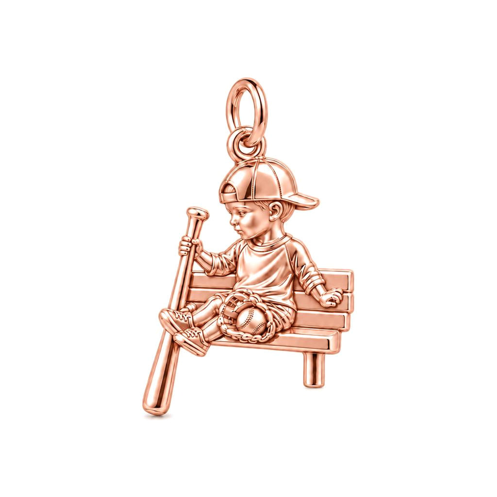 Little Slugger Charm Bracelet – Personalized Mom Gift – rose gold charm, front view