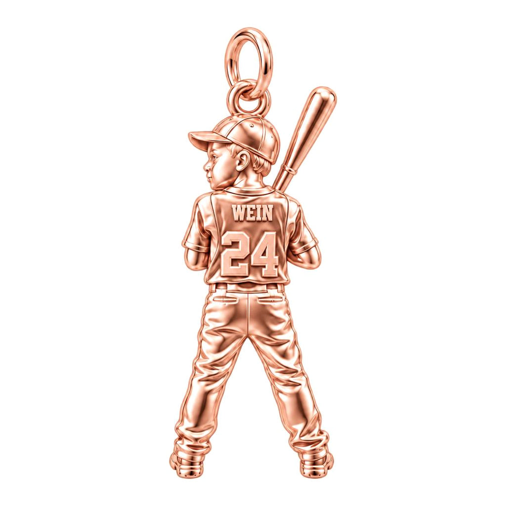 Little Slugger Charm Bracelet – Personalized Sports Mom Gift – rose gold charm, front view