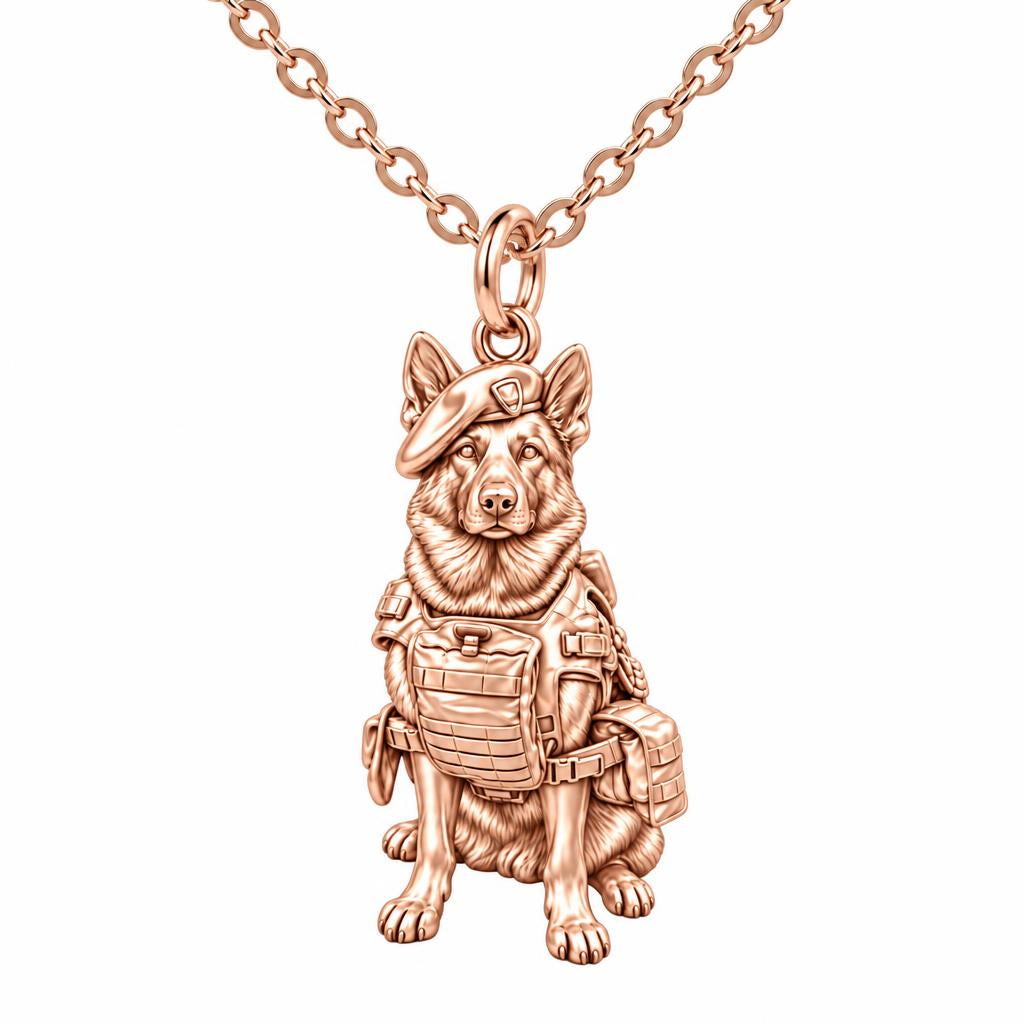 Loyal Service K9 Charm Necklace Set – rose gold, front view