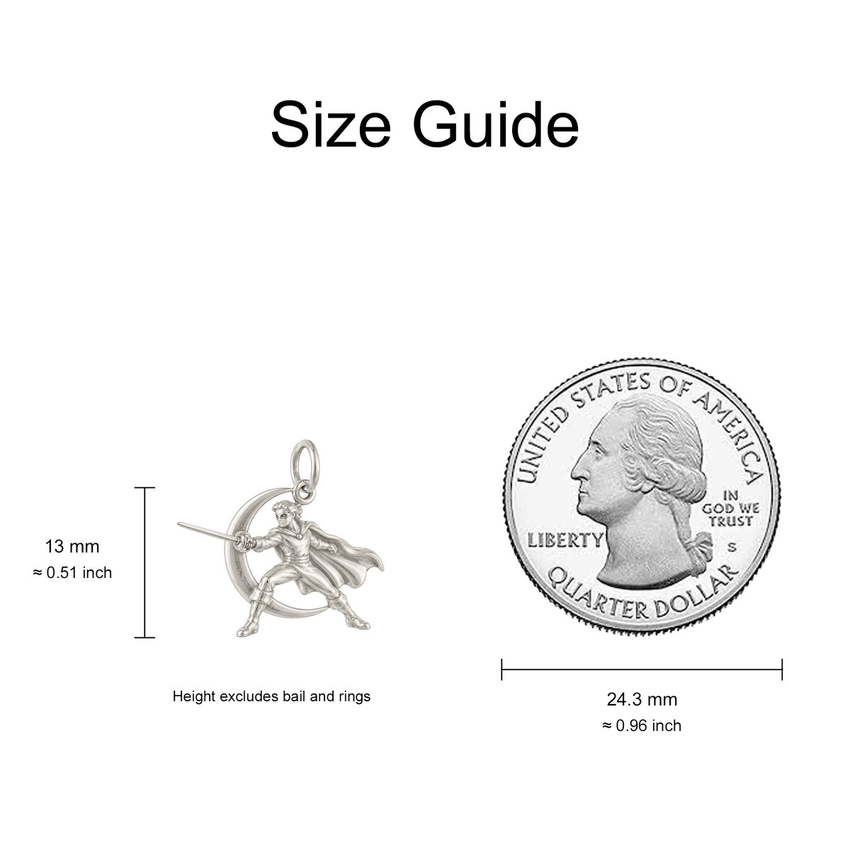 Masked Swordsman Charm — Size Guide — 13 mm body excluding bail and rings — 50-works-silver-20260916-113