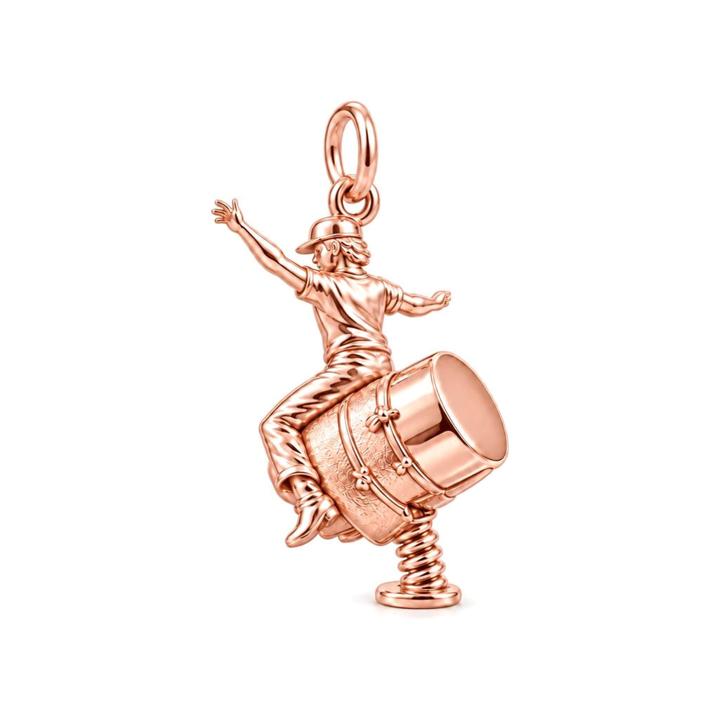 Mechanical Bull Rider Charm Bracelet – Personalized Fan Gift – rose gold charm, front view