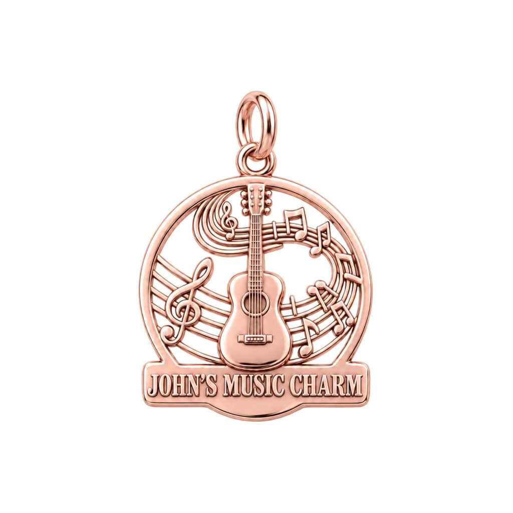 Melody of the Soul Charm Bracelet – Personalized Musician Gift – rose gold 3 cm charm, front view
