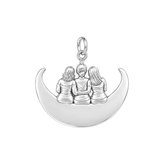 Moonlight Mother and Daughters Charm Bracelet – Personalized Mom Gift – back of the charm, engraving area