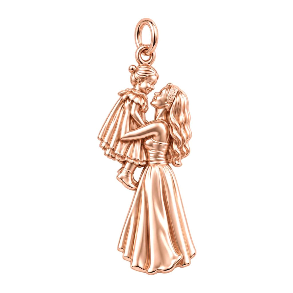 Mother and Daughter Lift Charm Bracelet – Personalized Mom Gift – rose gold charm, front view