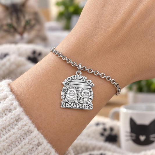 Mother of Meownsters Charm Bracelet Set – worn / in use