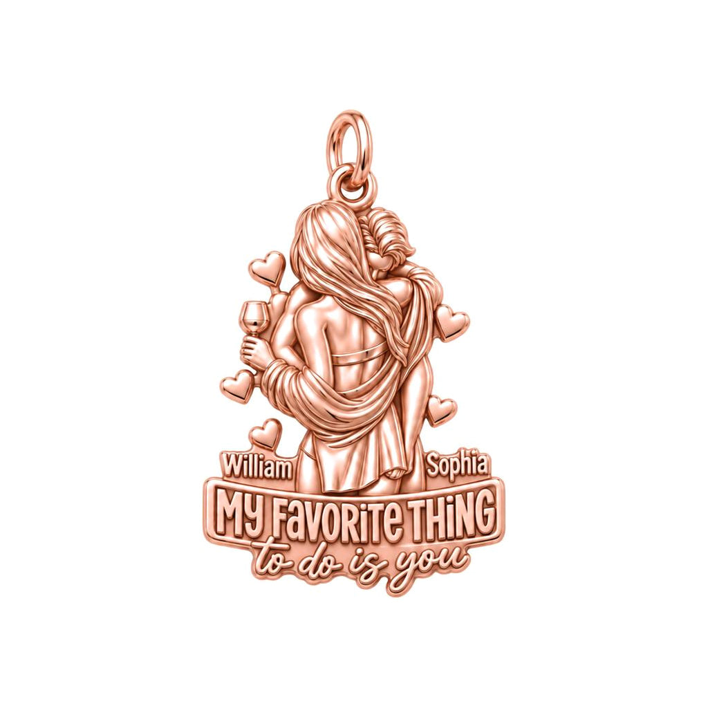 My Favorite Thing Charm Bracelet – Personalized Couple Gift – rose gold 3 cm charm, front view