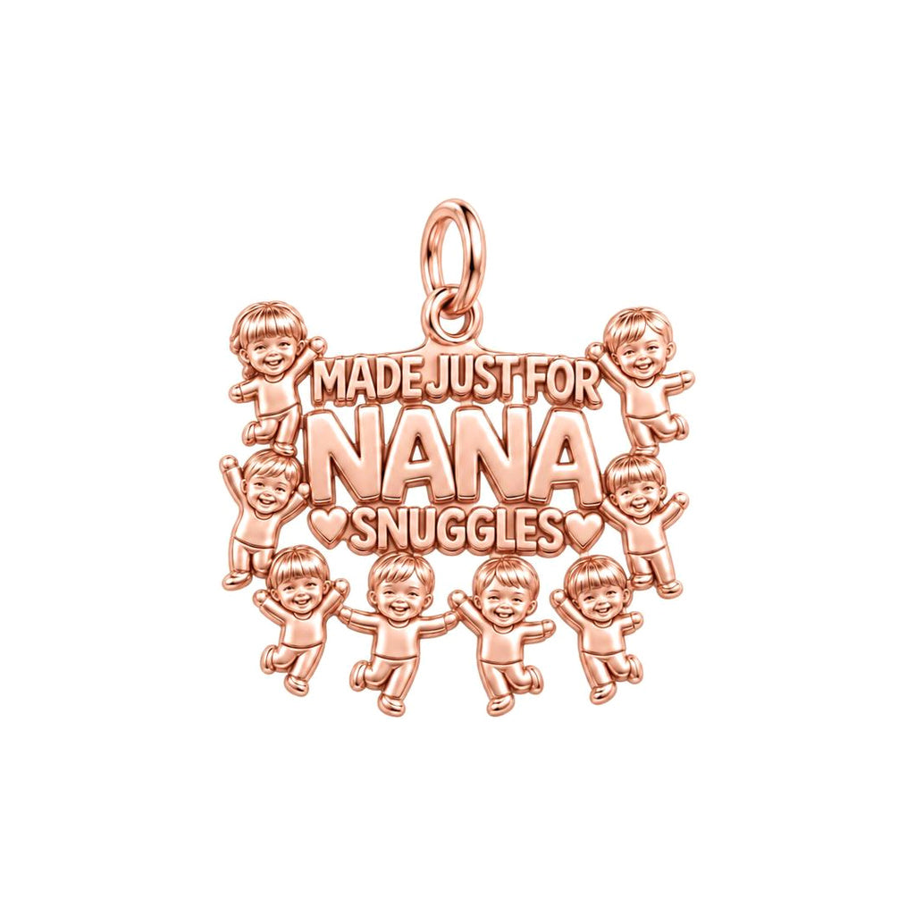 Nana Snuggles Photo Charm Bracelet – Personalized Nana Gift – rose gold 3 cm charm, front view