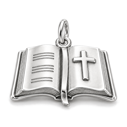 Open Bible Charm — Silver Super Macro | charm-topics-remaining-444-2026-09-14 | topic-208