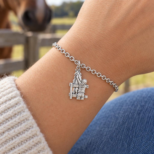 Over the Fence Bond Charm Bracelet Set – worn / in use