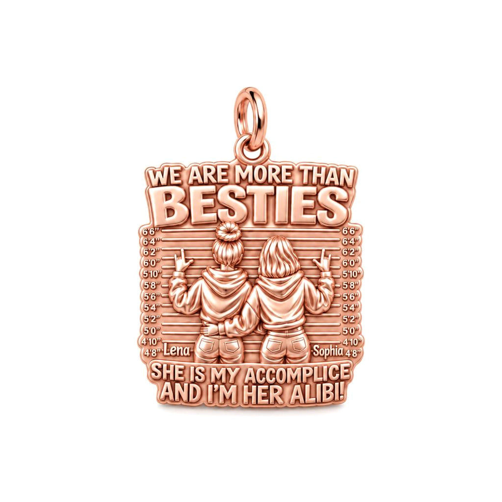 Partners In Crime Charm Bracelet – Personalized Bestie Gift – rose gold 3 cm charm, front view