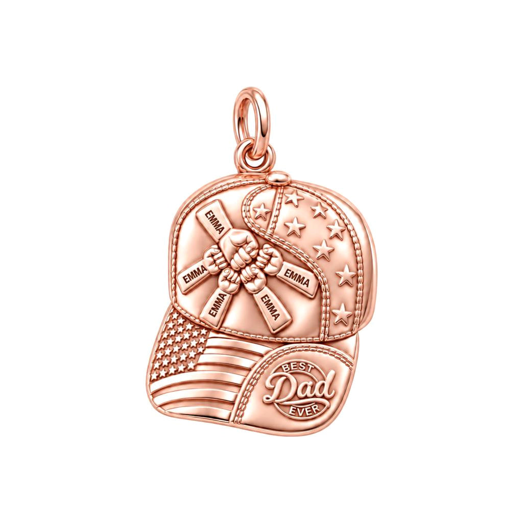 Patriot Dad Fist Bump Charm Bracelet – Personalized Dad Gift – rose gold 3 cm charm, front view