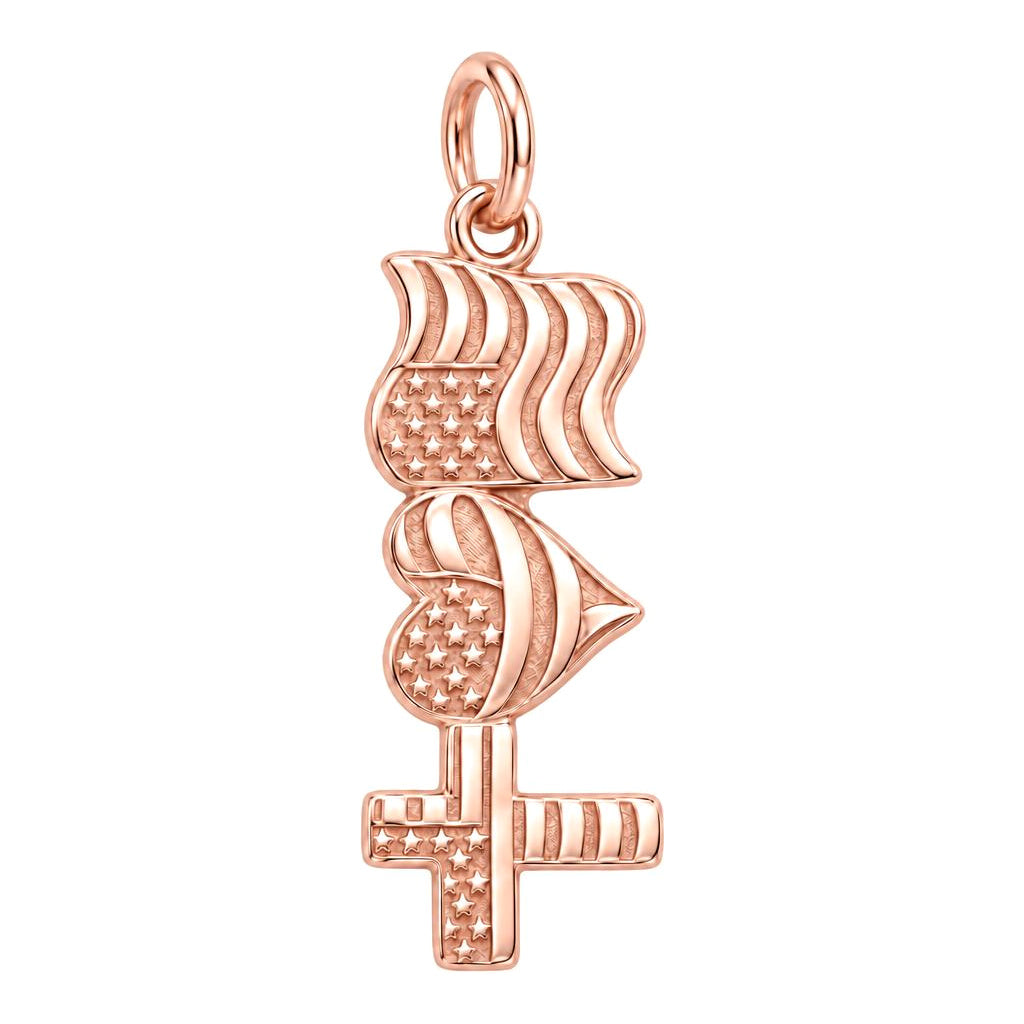 Patriotic Faith and Love Charm and Polyester Cord Bracelet Set
