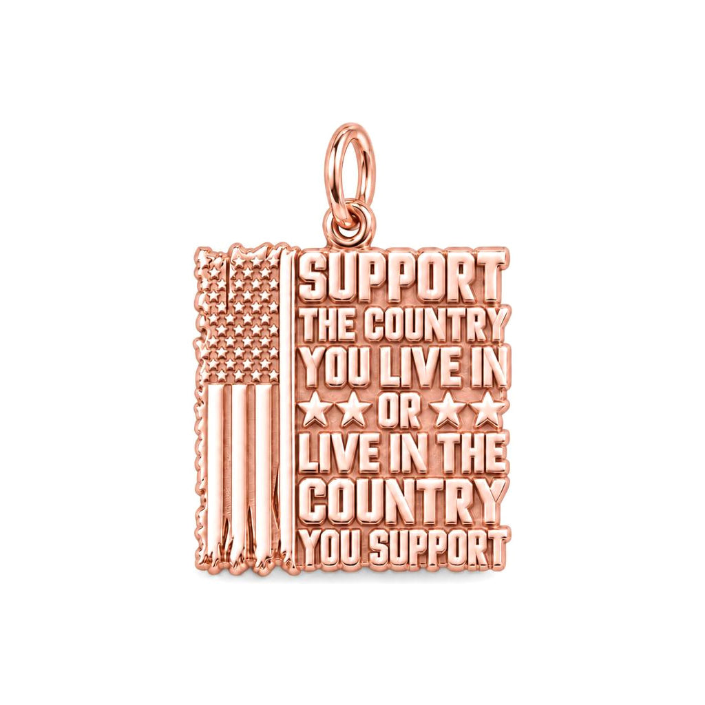Patriotic Support Flag Charm and Polyester Cord Bracelet Set