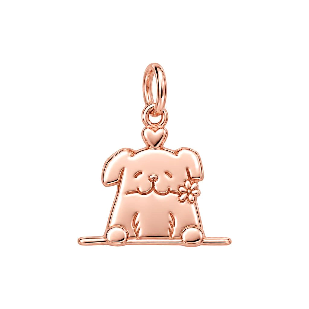 Peeking Pup with Flower Charm and Polyester Cord Bracelet Set