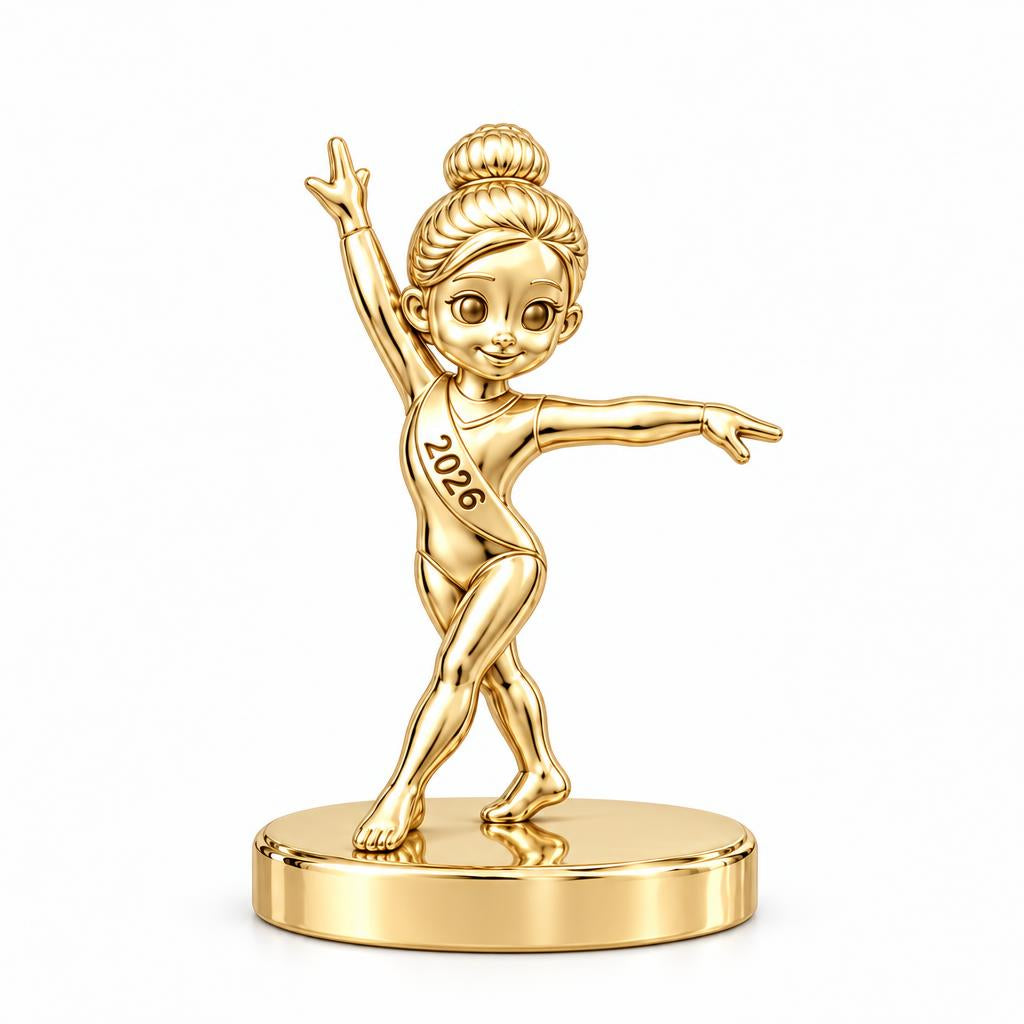 Perfect Balance Gymnast Keepsake Plaque – 18K gold, front view