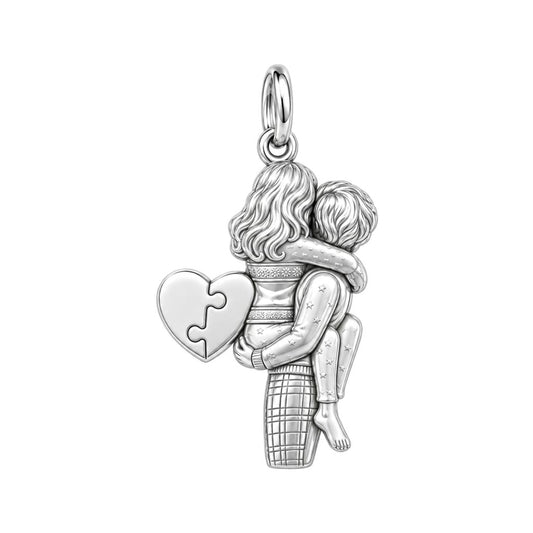 Perfect Fit Puzzle Kiss Charm and Polyester Cord Bracelet Set