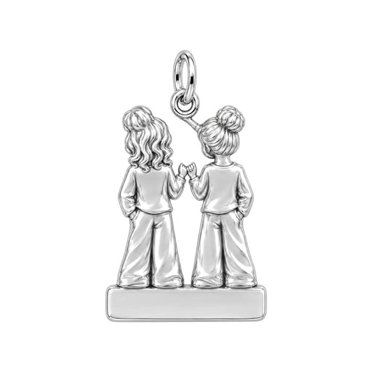 Pinky Promise Besties Charm Bracelet – Personalized Bestie Gift – back of the charm, engraving area