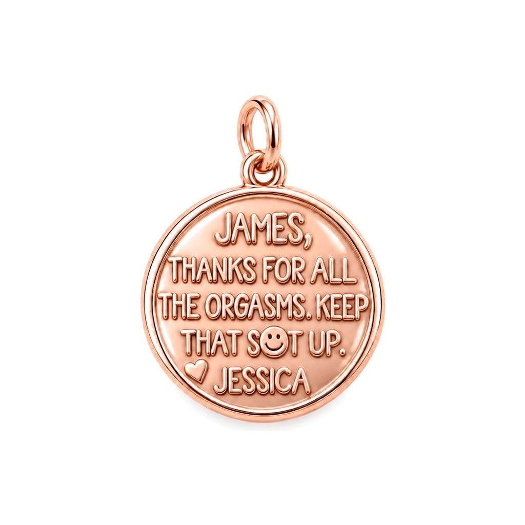 Playful Gratitude Token Charm Bracelet – Personalized Couple Gift – rose gold 3 cm charm, front view