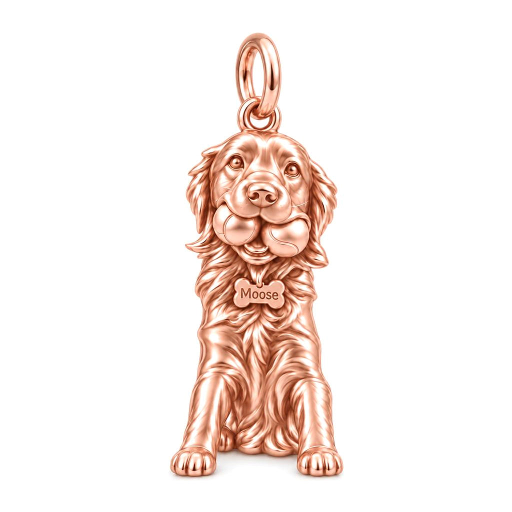 Playful Pup Charm Bracelet – Personalized Dog Mom Gift – rose gold charm, front view