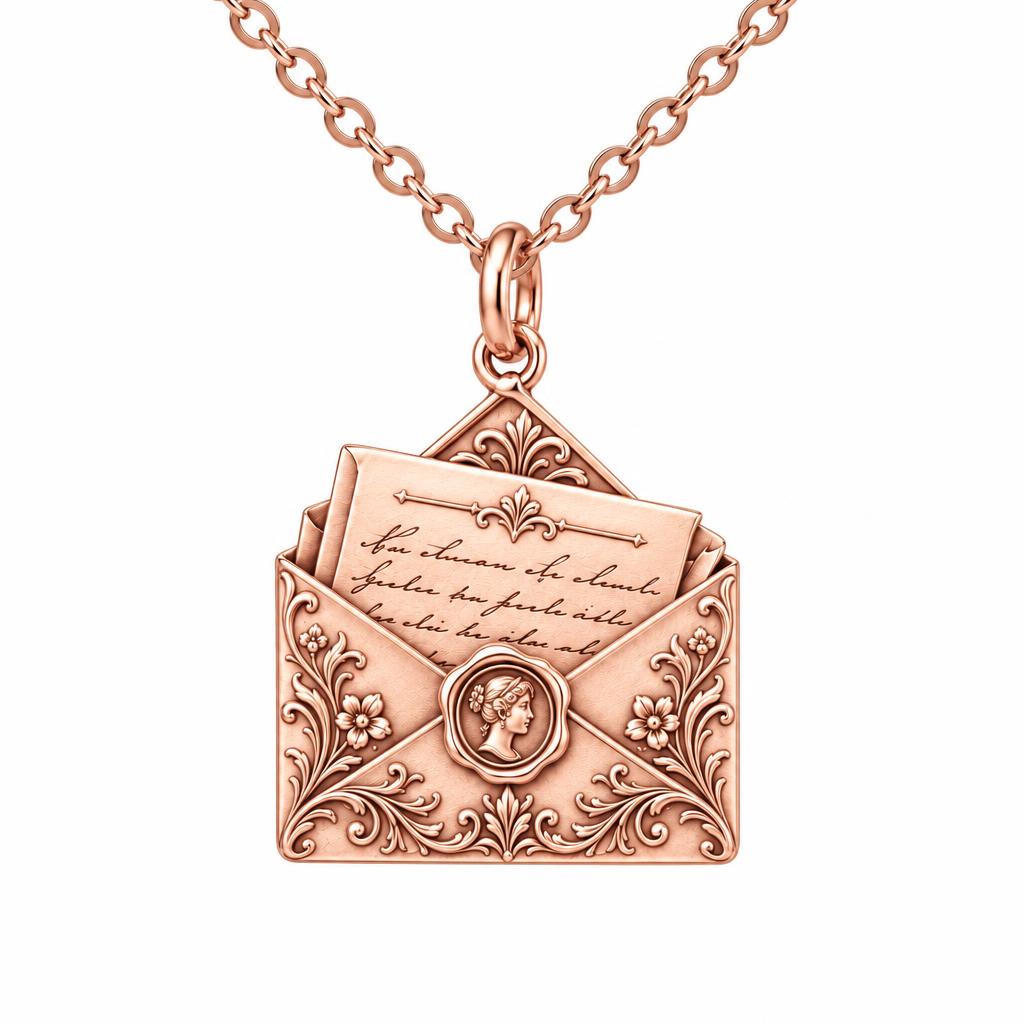 Pride and Prejudice Letter Charm Necklace Set – rose gold, front view