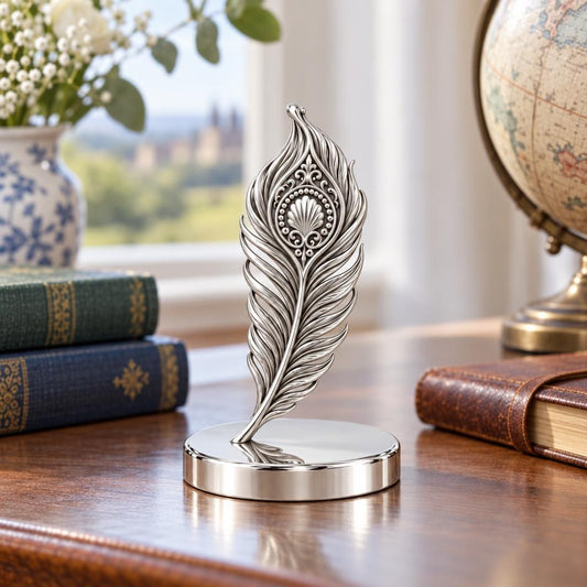 Pride and Prejudice Peacock Quill Keepsake Plaque – worn / in use