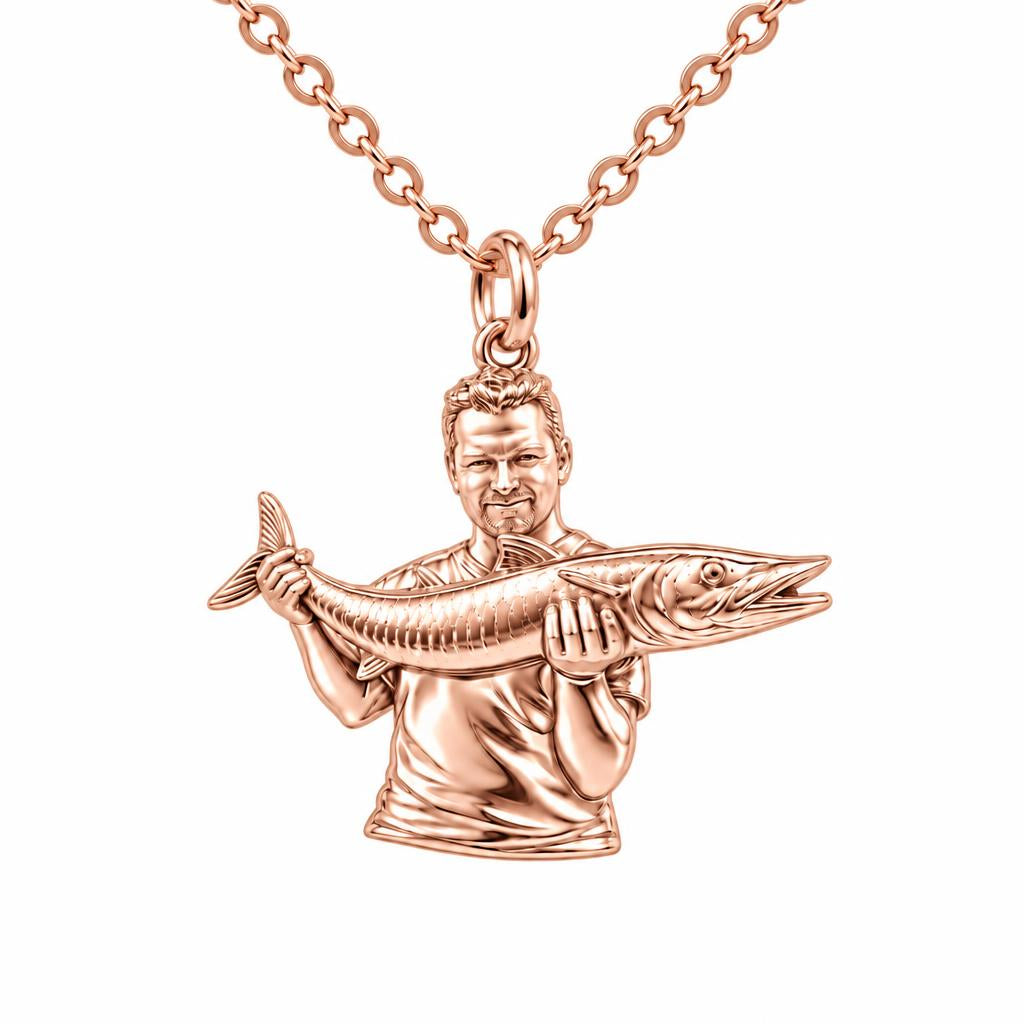 Prized Catch Custom Photo Charm Necklace Set – rose gold, front view