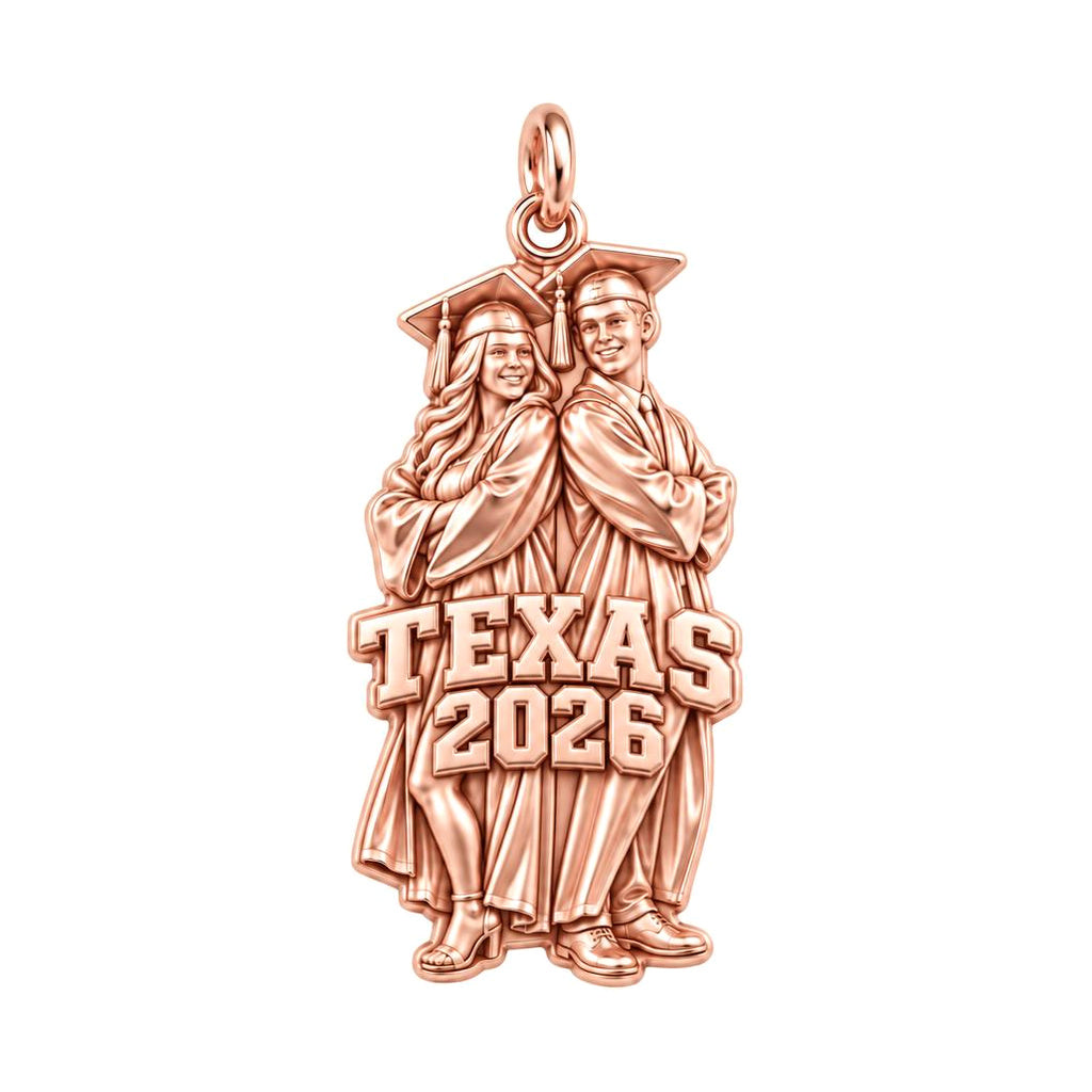 Proud Graduate Milestone Charm Bracelet – Personalized Grad Gift – rose gold charm, front view