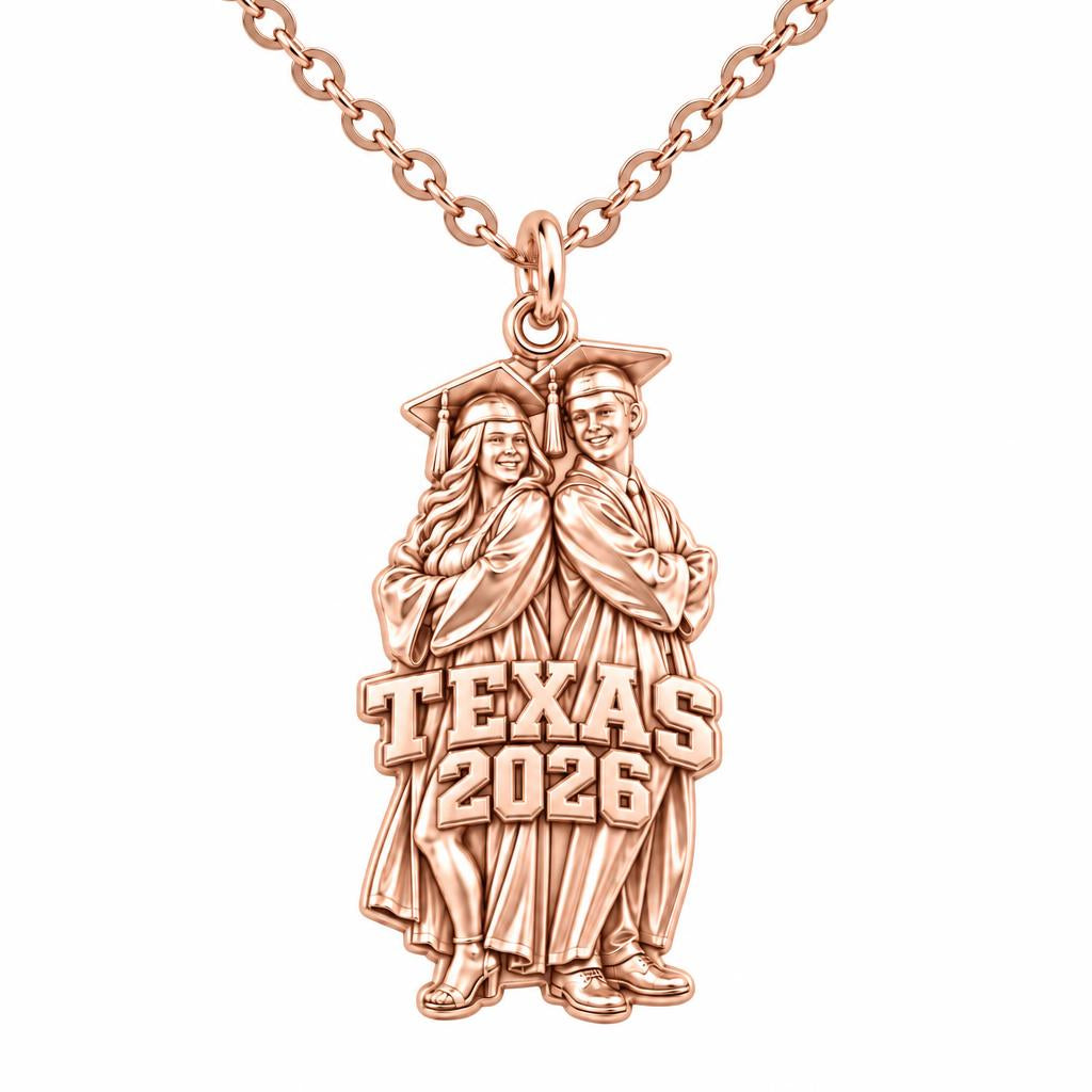 Proud Graduate Milestone Charm Necklace Set – rose gold, front view