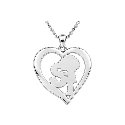 Puzzle Piece Initial Heart Charm and Polyester Cord Bracelet Set