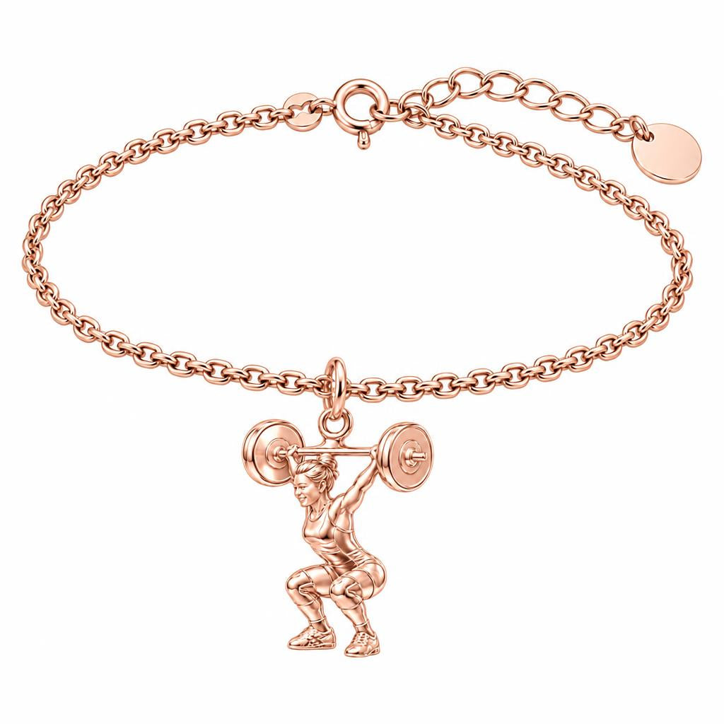 Resilient Lifter Strength Charm Bracelet Set – rose gold, front view