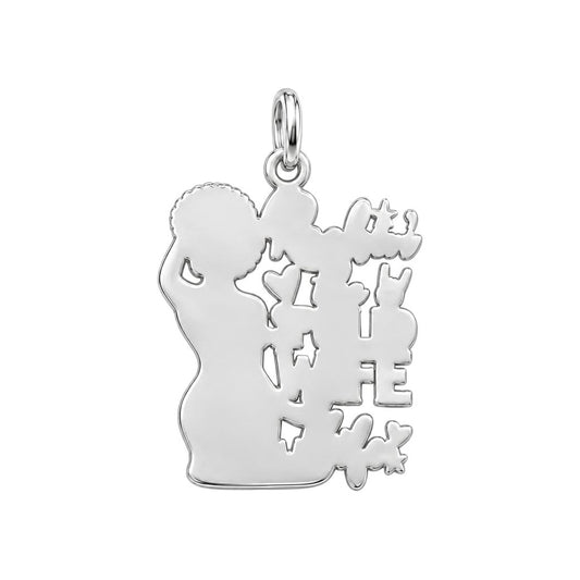 Rockin' Spoiled Wife Life Charm Bracelet – Personalized Wife Gift – back of the charm, engraving area