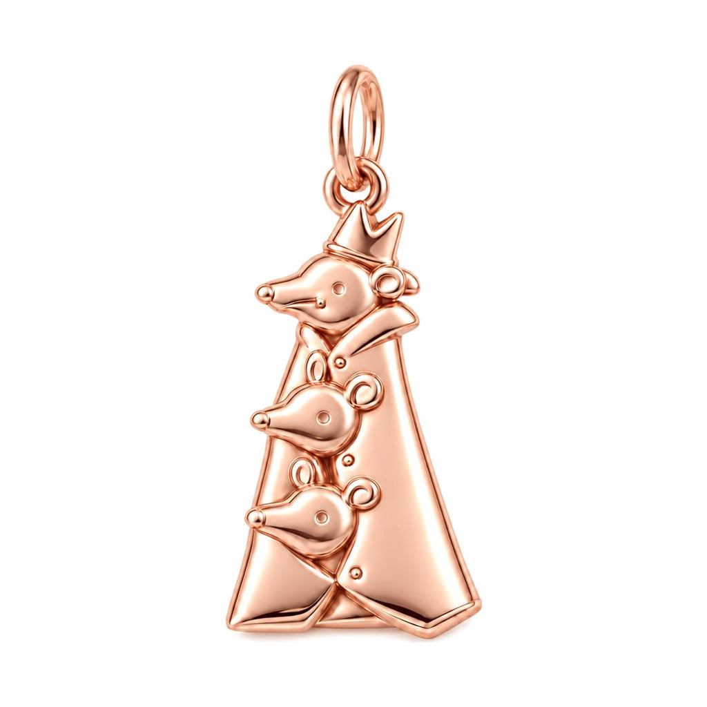 Royal Mouse Mother Charm Bracelet – Personalized Mom Gift – rose gold charm, front view