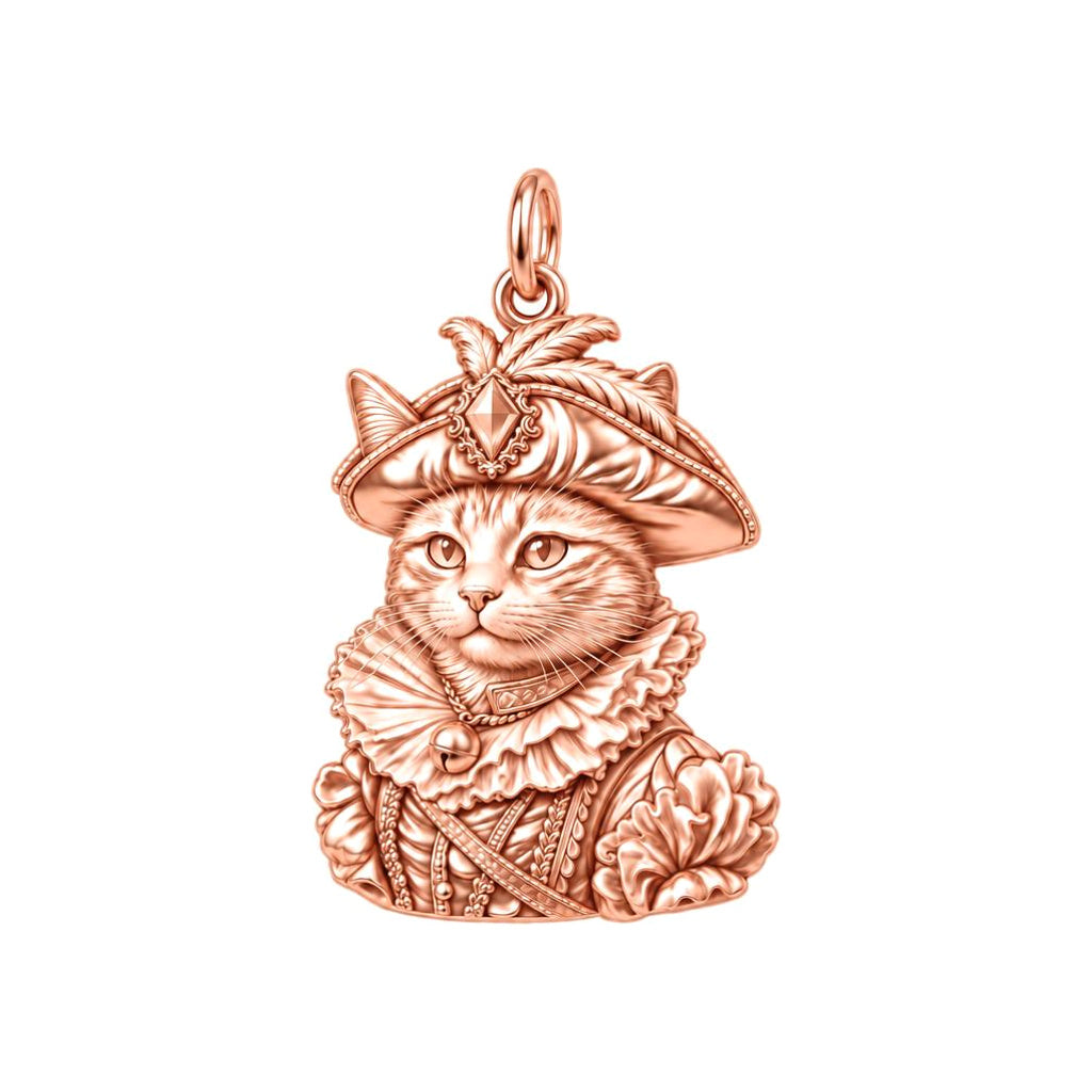 Royal Renaissance Pet Portrait Charm Bracelet – Personalized Cat Mom – rose gold charm, front view