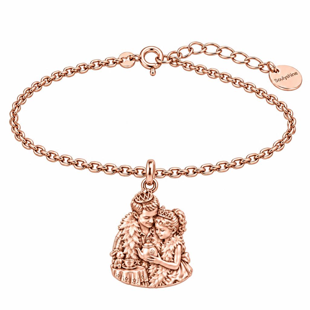 Royal Tea Party Charm Bracelet Set – rose gold, front view
