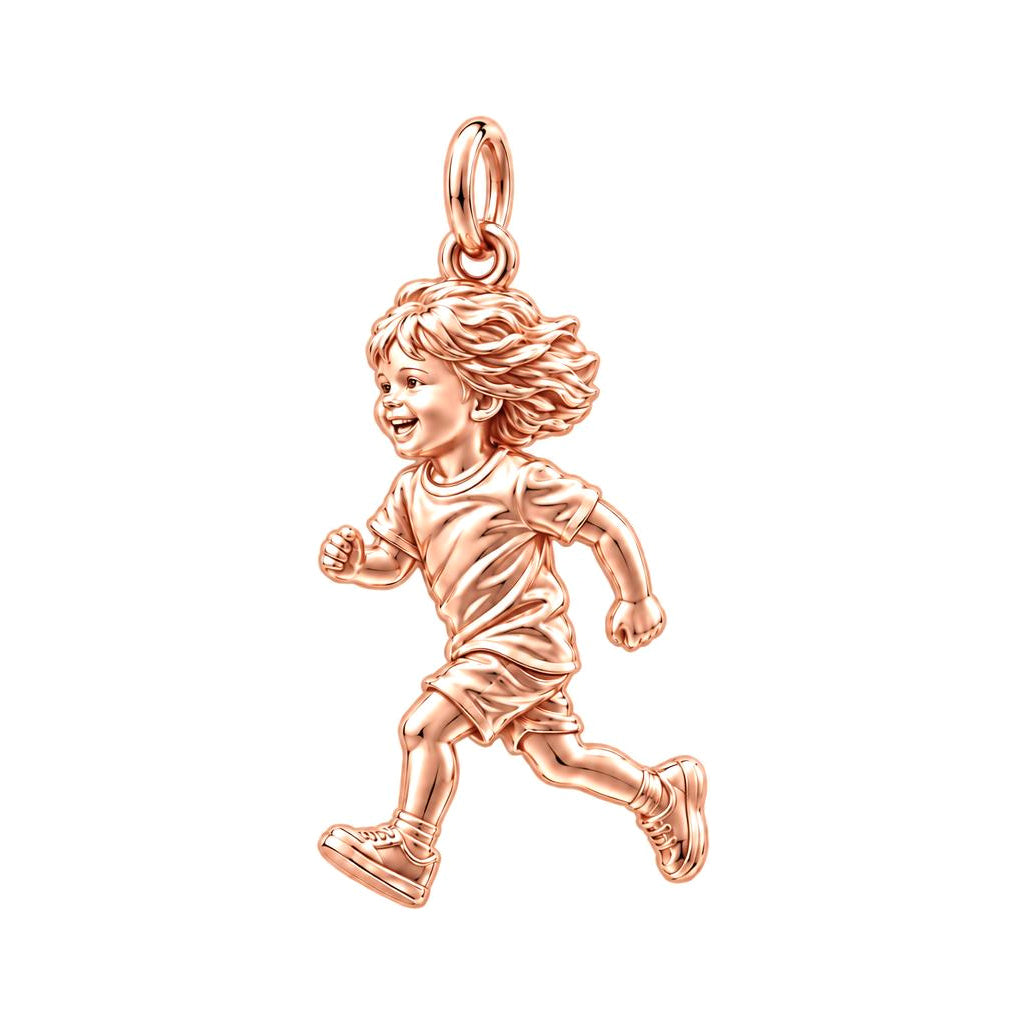 Running Child Joy Charm Bracelet – Personalized Mom Gift – rose gold charm, front view